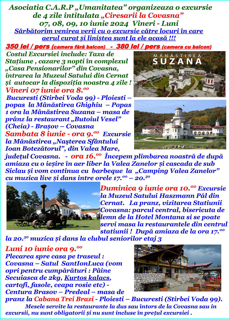 Excursie Ciresarii Covasna iunie 2024