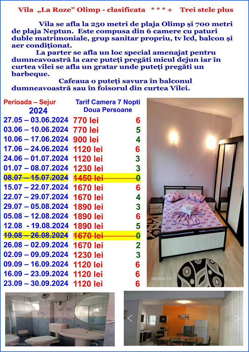 Vila La Roze Olimp 2024